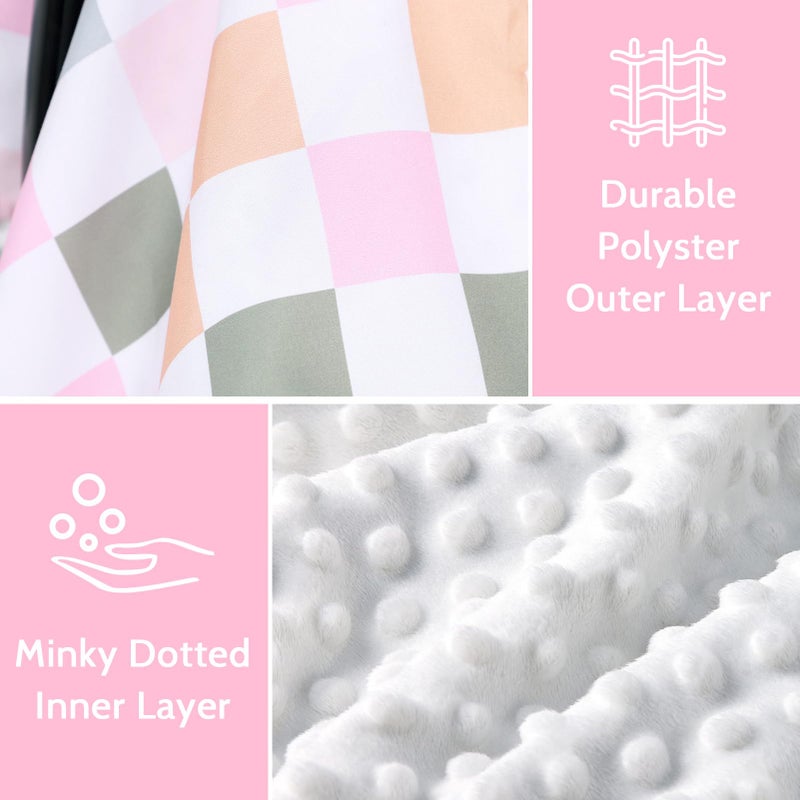 DILIMI Baby Car Seat Cover, Minky Warm Car Seat Covers for Babies, Peekaboo Opening Infant Car Seat Cover, Nursing Cover Carseat Canopy, Colorful Checkered - Image 2